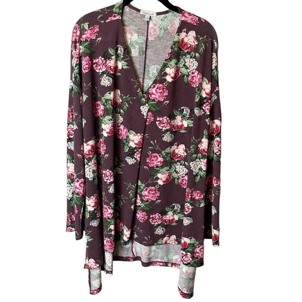 White Birch Gabby Style Top Purple Floral 2X